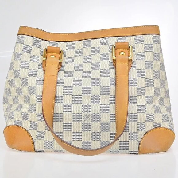 LOUIS VUITTON Hampstead PM Shoulder Bag Damier Azur Leather White - Picture 13 of 16